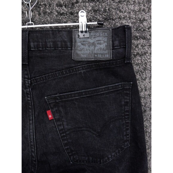 Levis 502 Jeans Mens 32x32 Actual 33x31 Black Tapered Fit Stretch Denim Preppy - Picture 14 of 15